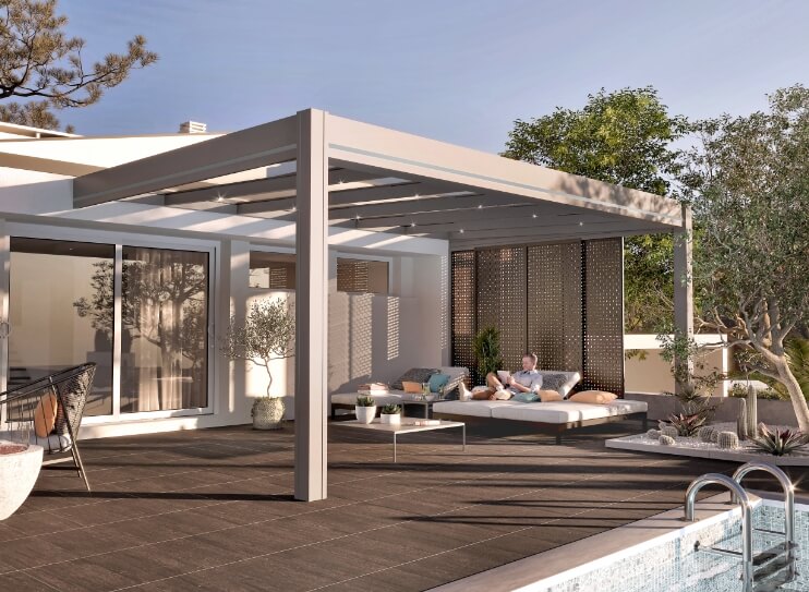 Carbox Carport Indépendant toit plat parois wood line